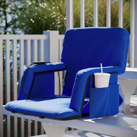 Flash Furniture Malta Blue Portable Heated Reclining Stadium Chair w/Armrests, Heated Padded Back & Heated Seat FV-FA090HH-BL-GG